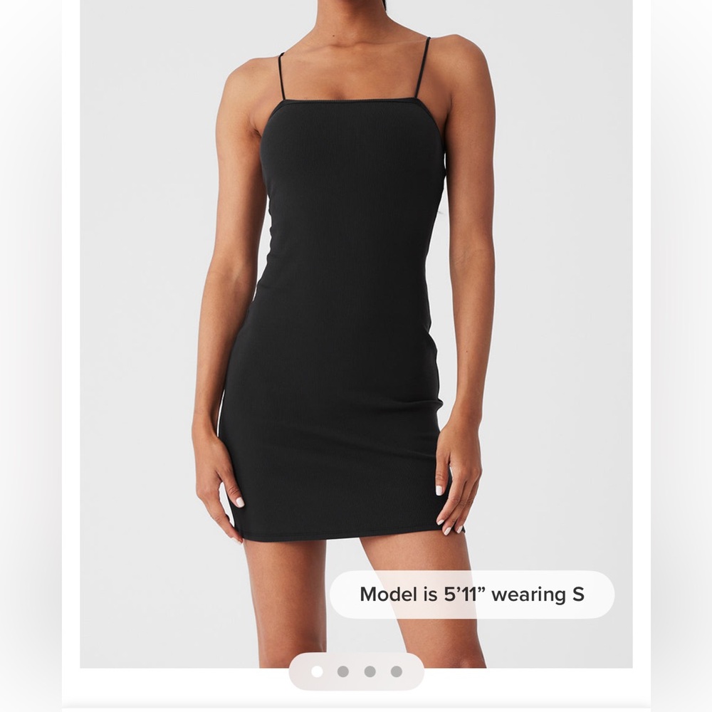 alo goddess ribbed black spaghetti strap dress XS